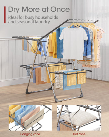 Sakugi height-adjustable wings accommodate long garments and bedding.