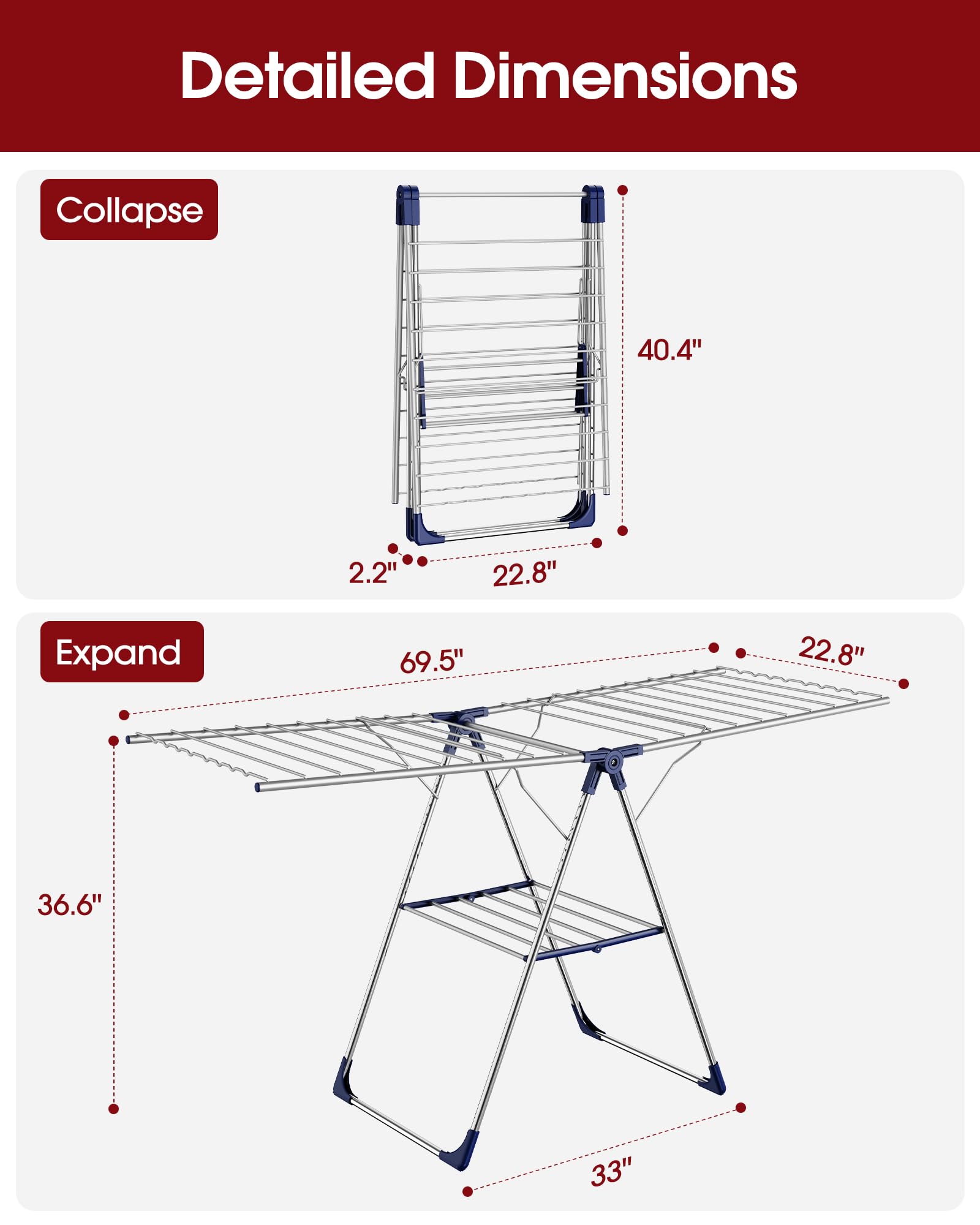 Sakugi outdoor-friendly rack stands stably on non-slip feet for outdoor air drying.