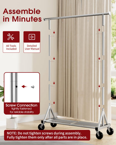Sakugi durable steel frame stands up to daily use with quick assembly.