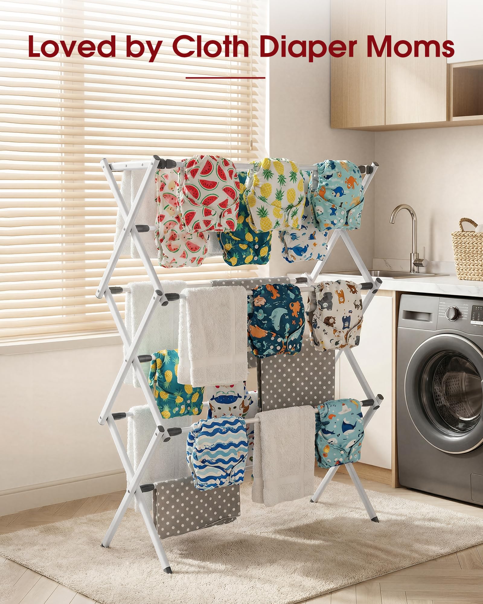 Sakugi foldable drying rack indoor and outdoor use supports versatile laundry tasks.