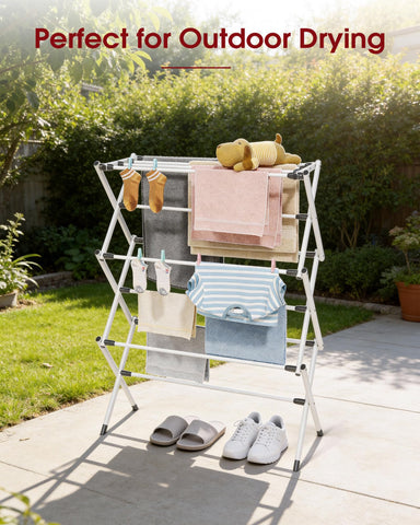 Sakugi foldable drying rack portable design lets you move it easily.