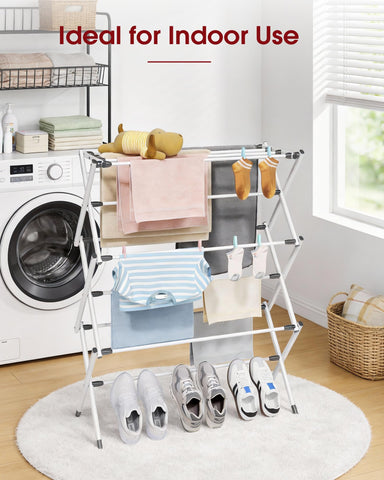 Sakugi foldable drying rack tool-free assembly makes setup quick.