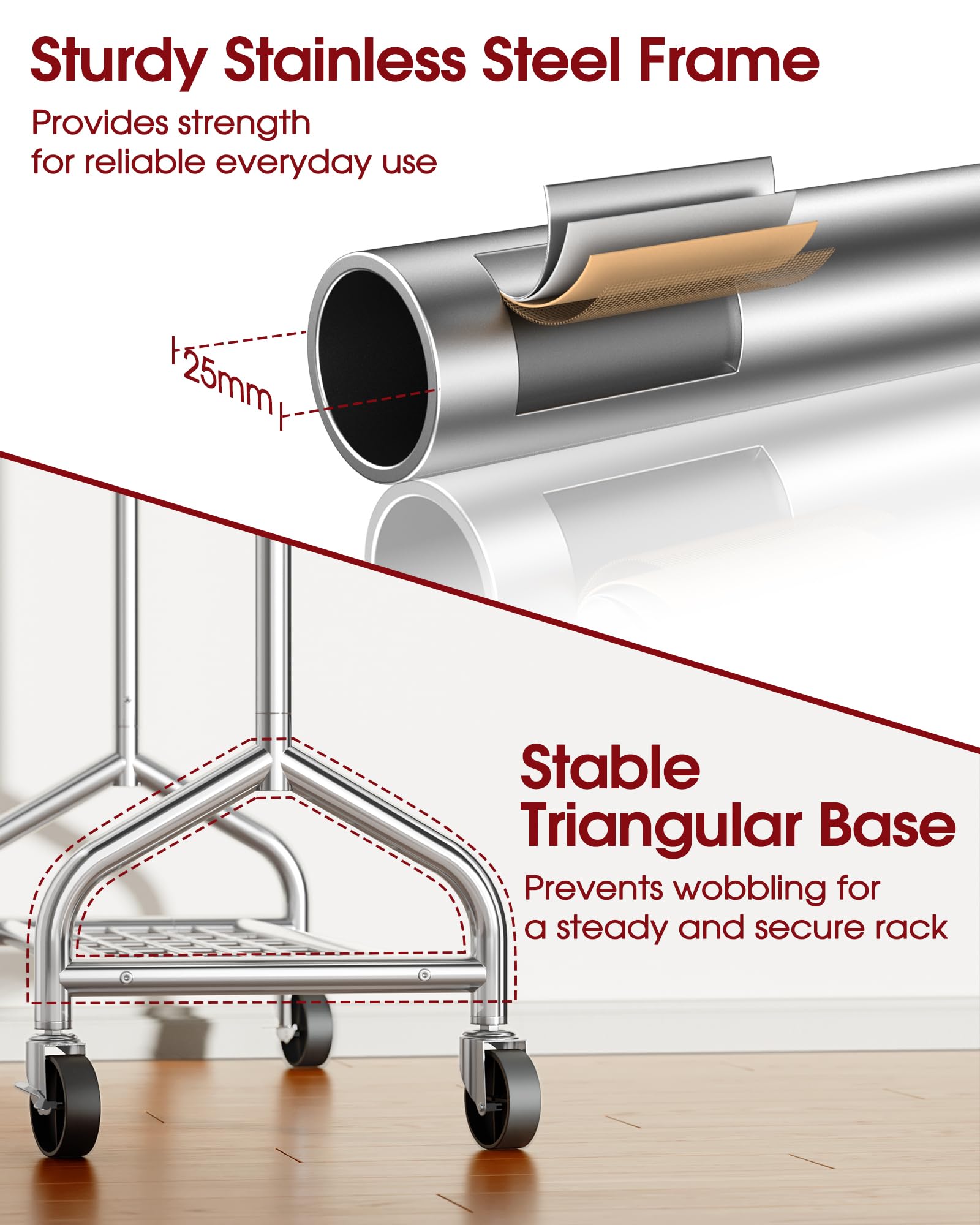 Sakugi heavy duty rack includes bottom wire shelf for shoes.