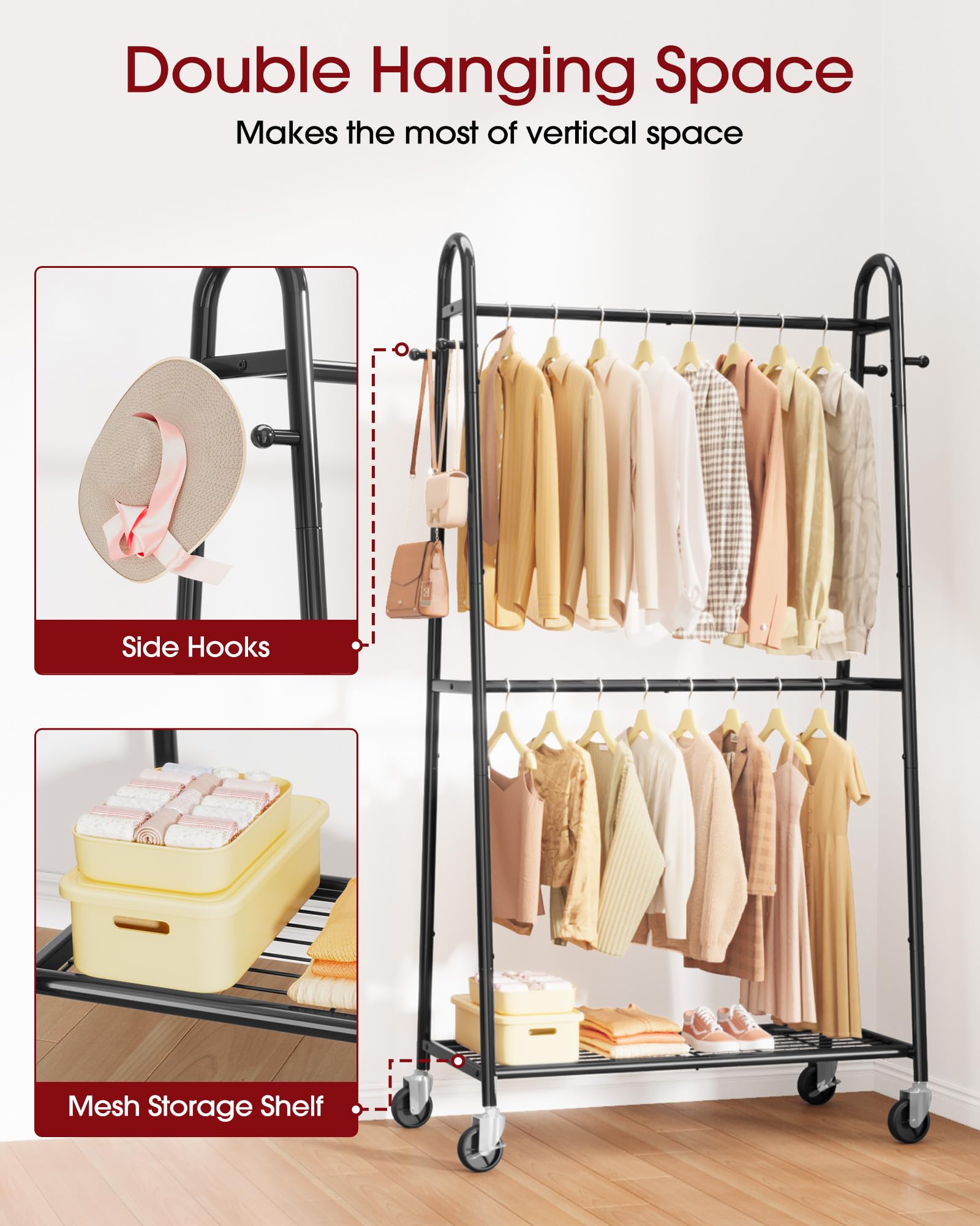 Sakugi heavy-duty clothes rack mesh shelf for shoes and storage boxes.