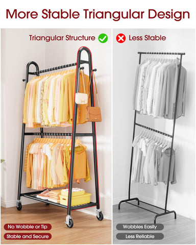 Sakugi heavy-duty clothes rack side hooks for bags and hats.