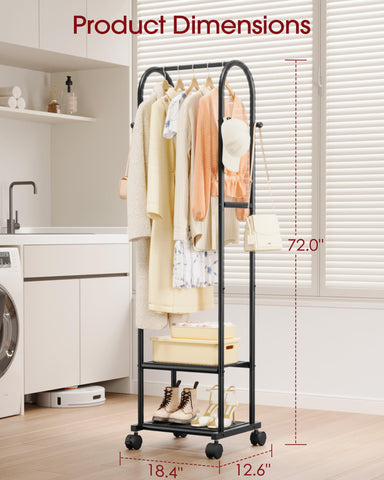 Sakugi arched frame design delivers stable support for loaded garments.