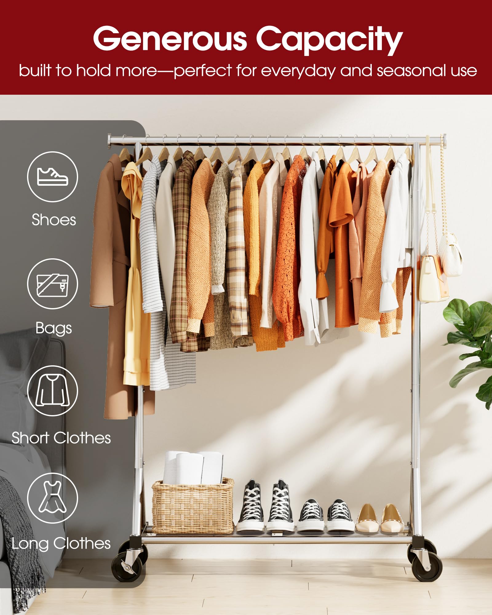 Sakugi laundry-room rack keeps freshly laundered items neat and accessible.