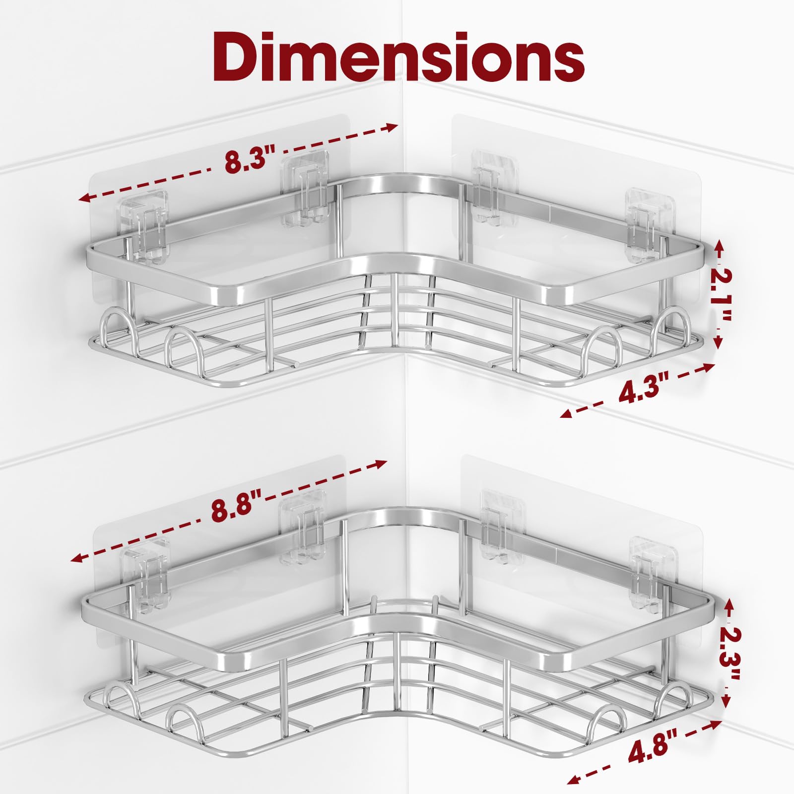 Sakugi stainless steel shelves with 8 hooks provide rustproof, clutter-free storage