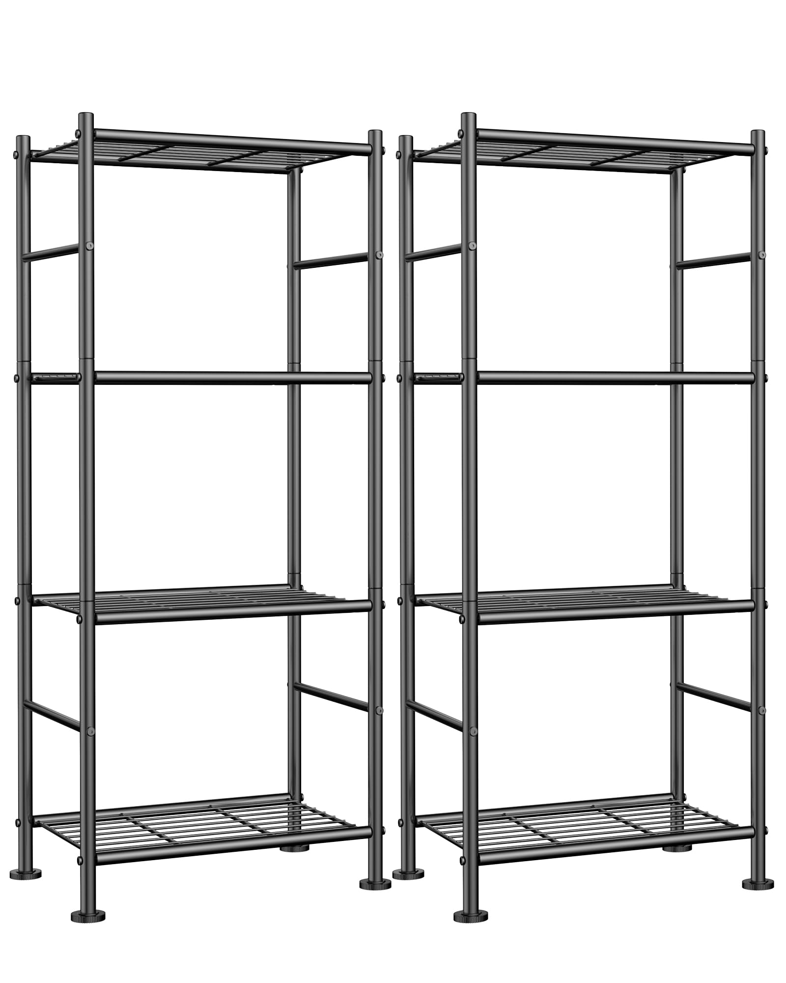 Sakugi storage shelves 2-pack, front view, compact 4-tier design for tight spaces.