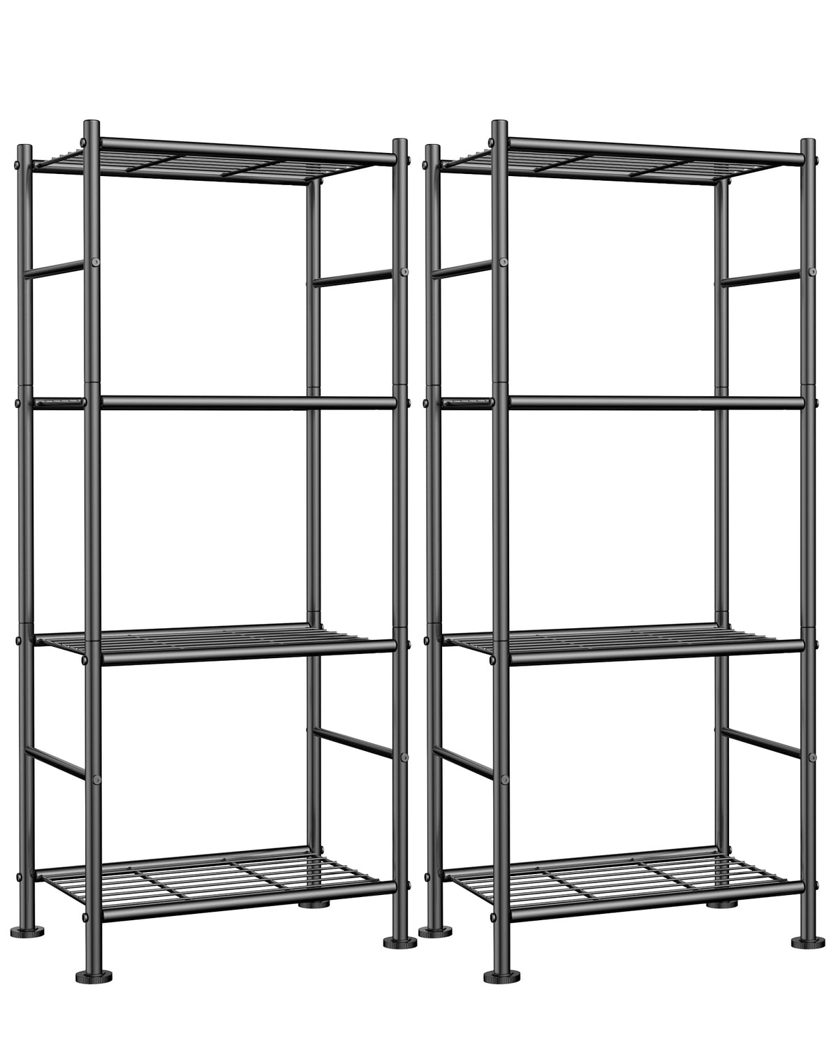 Sakugi storage shelves 2-pack, front view, compact 4-tier design for tight spaces.