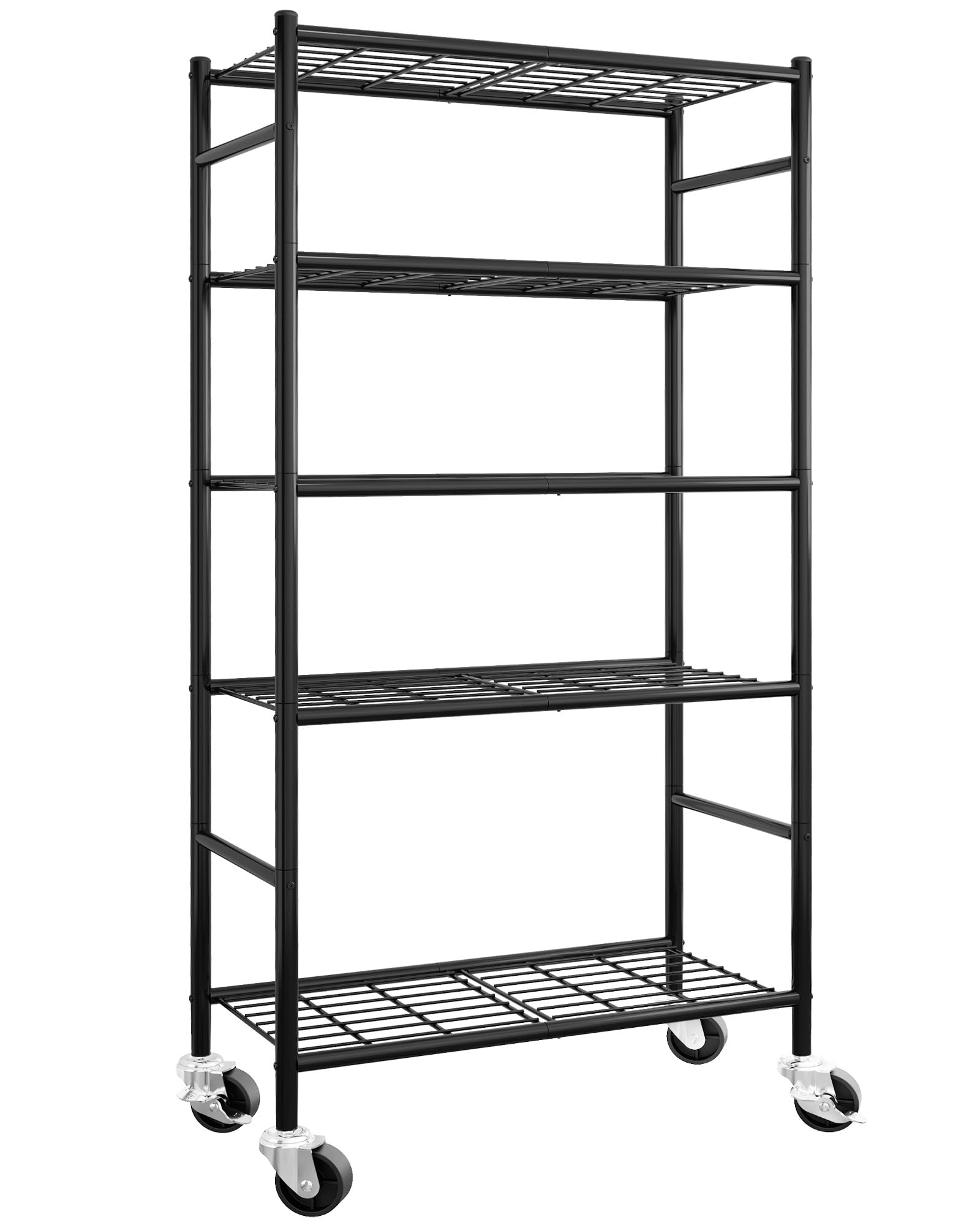 Sakugi 5-tier metal shelf front view with strong frame and ample storage space