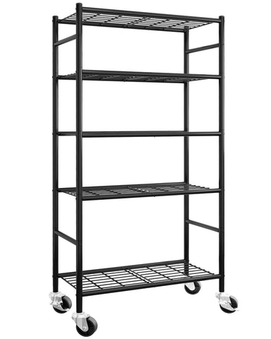 Sakugi 5-tier metal shelf front view with strong frame and ample storage space
