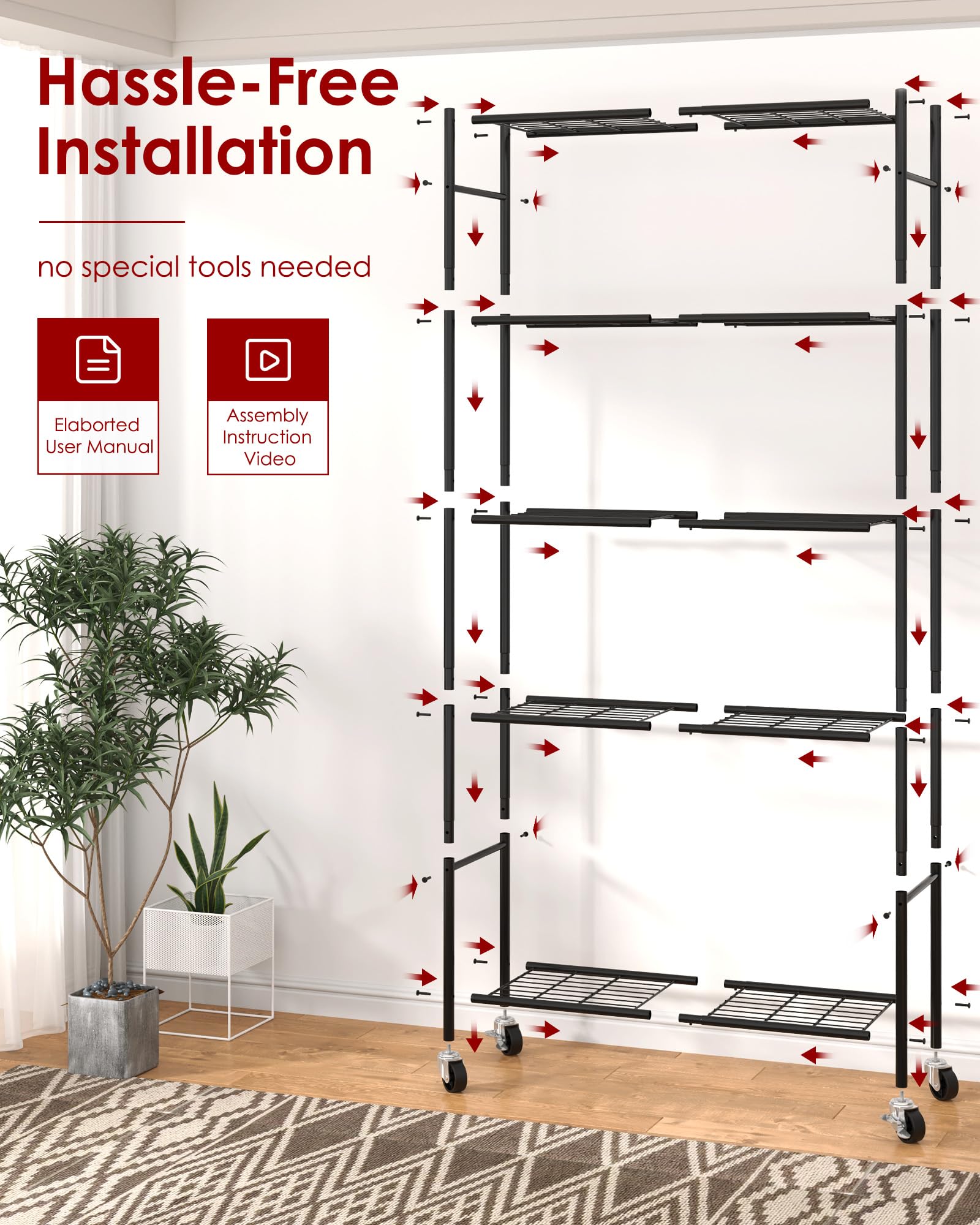 Sakugi shelving in garage for tools and bins