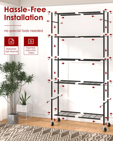 Sakugi shelving in garage for tools and bins