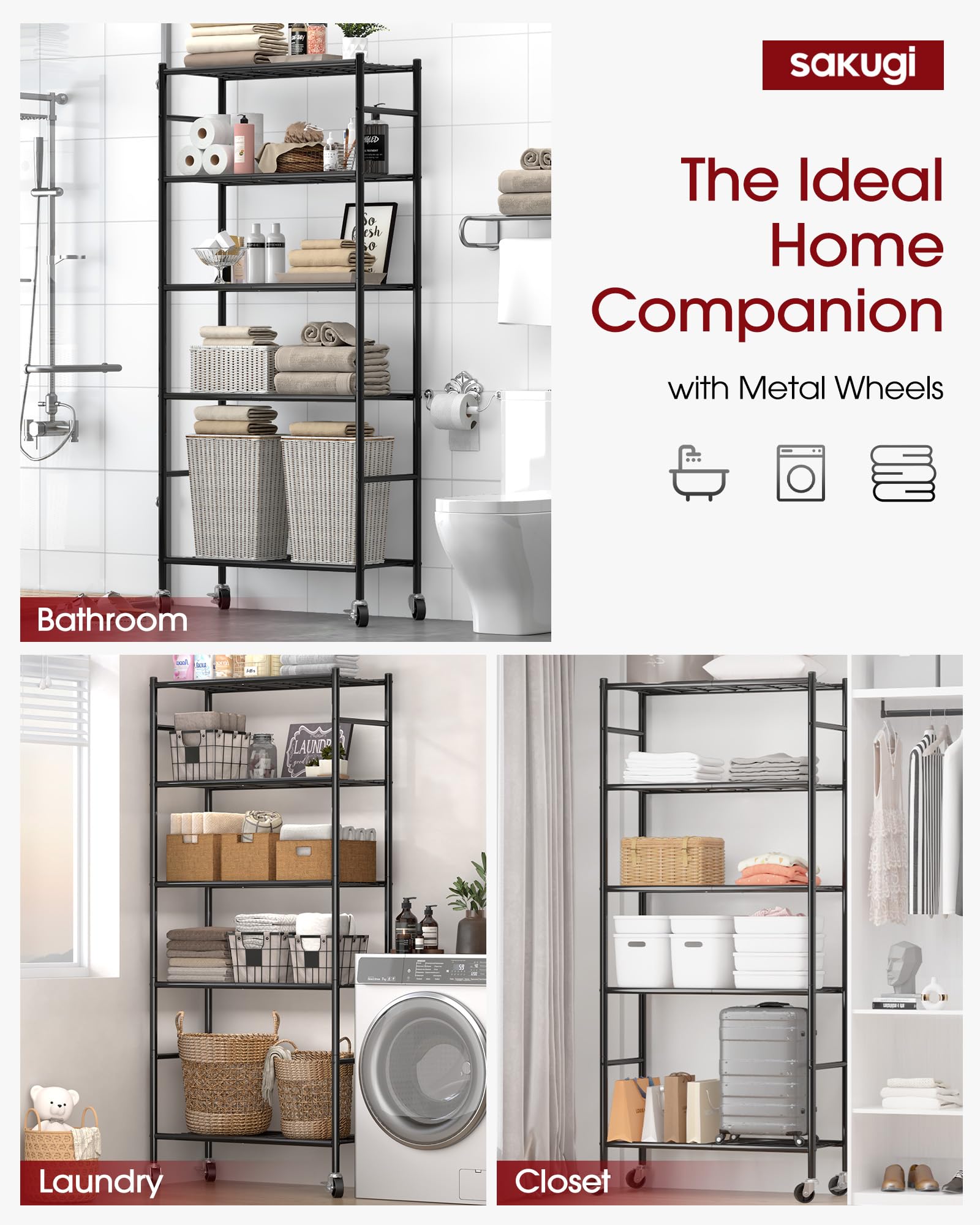 Sakugi 5-tier leveling feet enable stable placement on uneven floors
