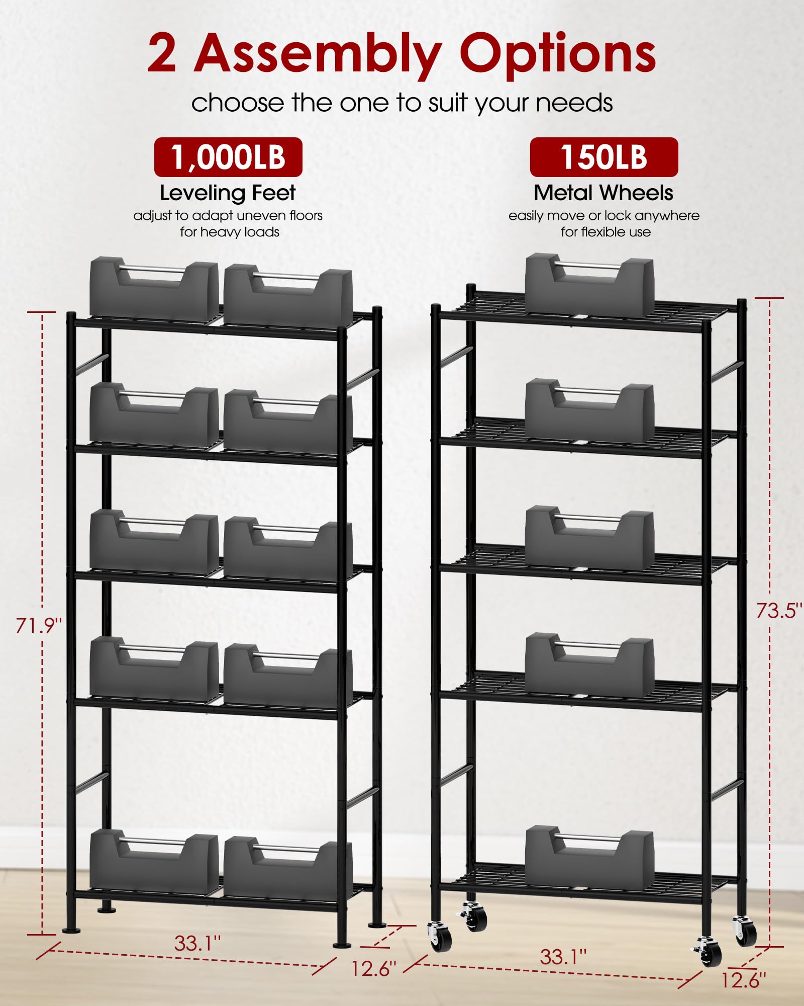 Sakugi 5-tier shelf side view highlighting compact footprint for tight spaces