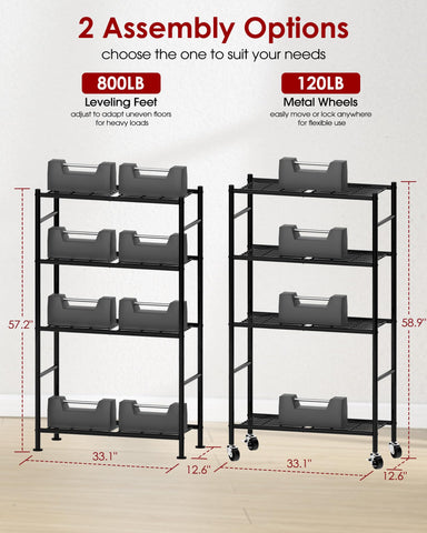 Sakugi Storage Shelves leveling feet provide stable footing on uneven floors for long-term use.