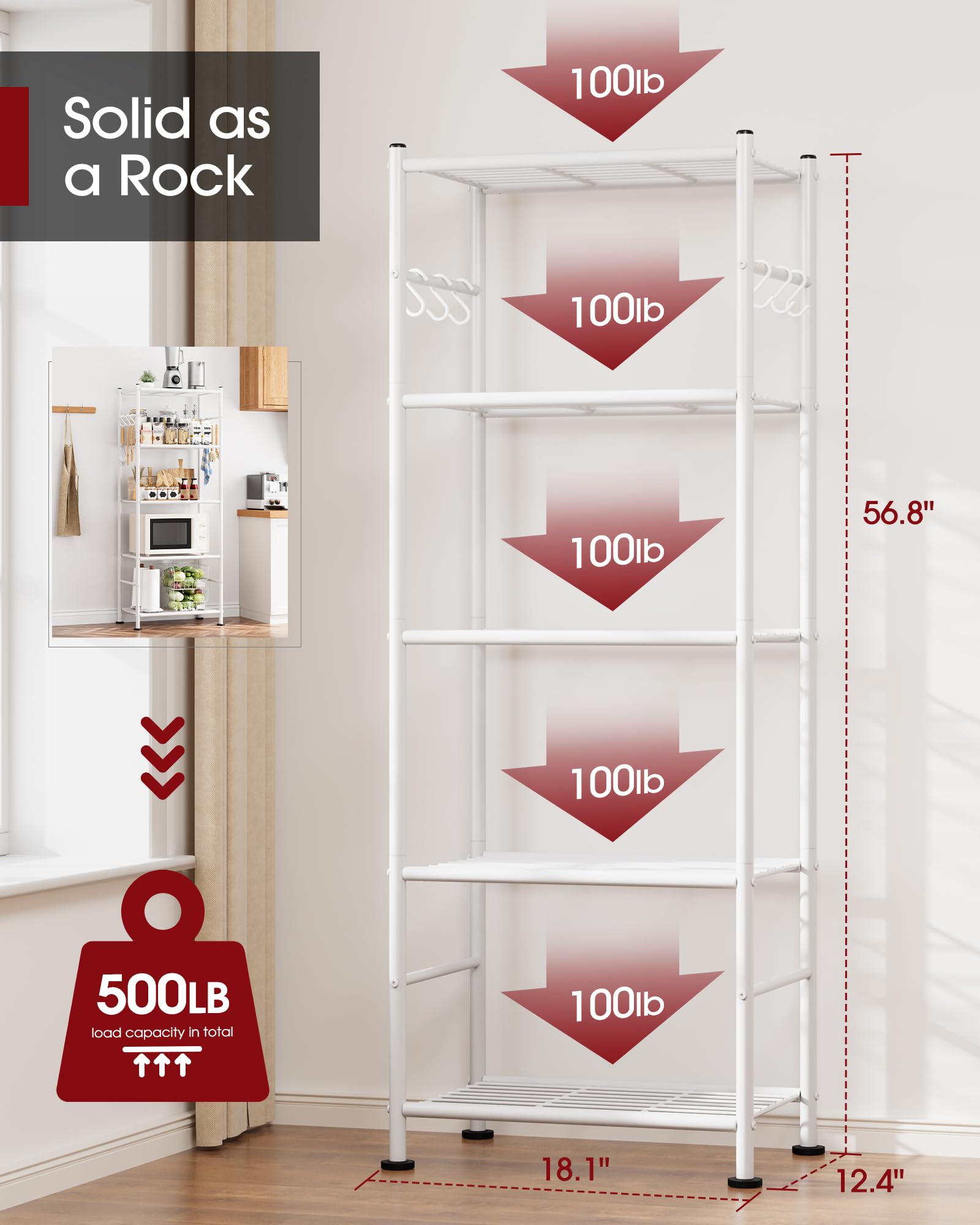 Sakugi shelf with side hooks ideal for towels and tools in laundry or garage