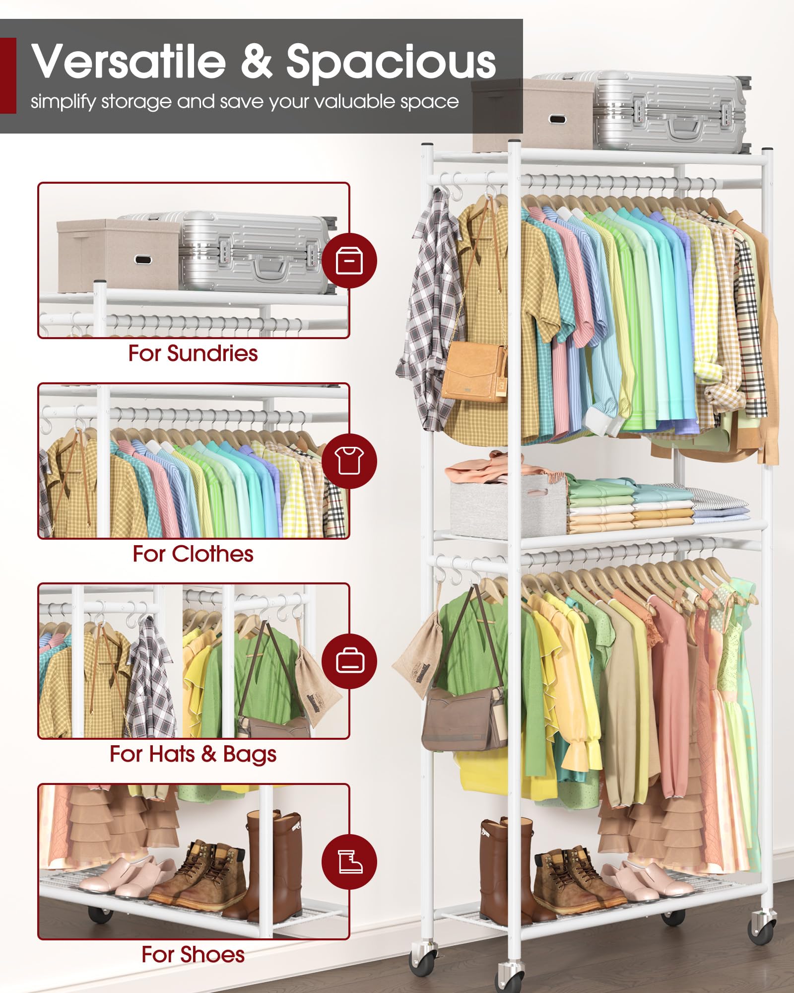 Sakugi Wardrobe dimensions guide highlights compact footprint and tall storage.