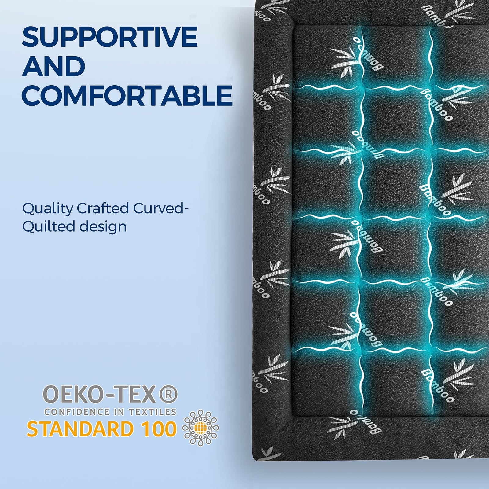SakuraHome silky bamboo-viscose quilted topper offers breathable comfort