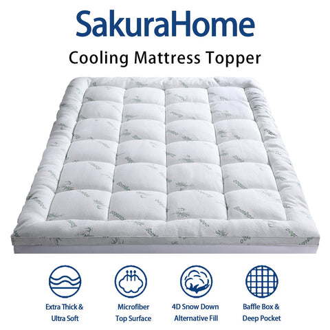 SakuraHome king size topper with soft plush down-alternative fill for comfort