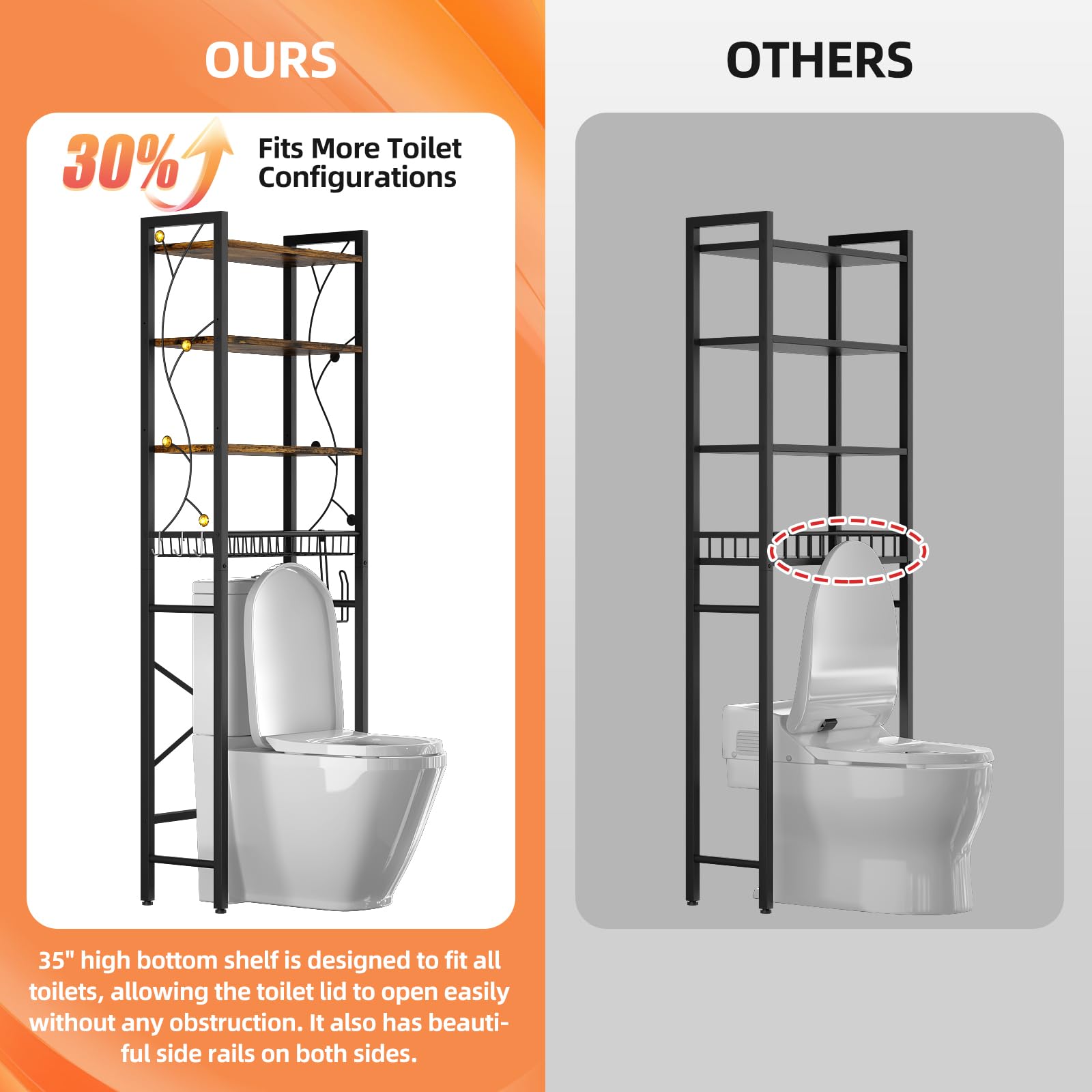 Multipurpose storage rack suitable for bathroom, kitchen, and laundry.