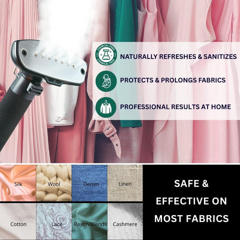 SALAV professional steamer in action smoothing a garment with steam.