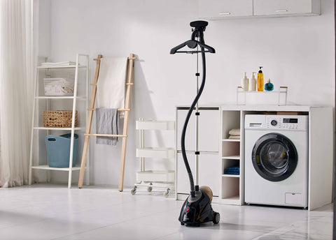SALAV GS18-DJ foldable hanger and telescoping pole simplify storage after chores.