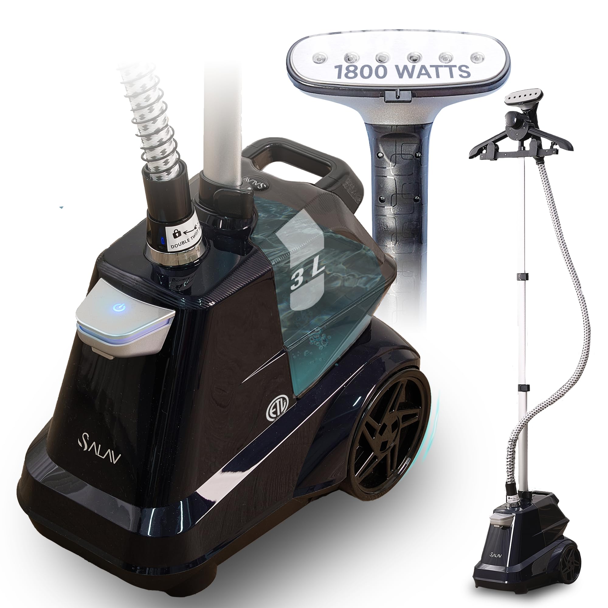 SALAV heavy-duty steamer with foot pedal for hands-free control in busy settings.