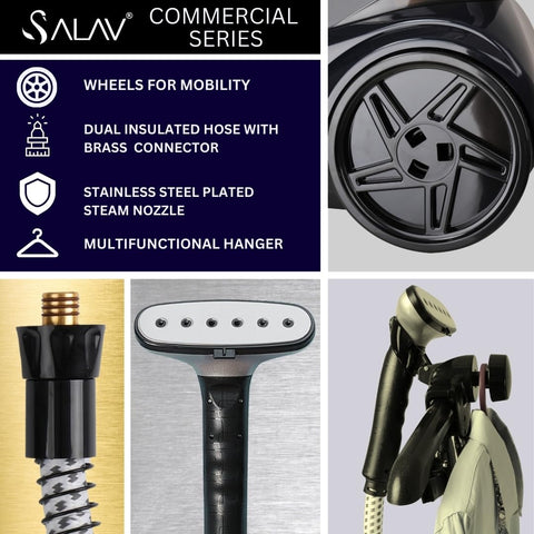 SALAV removable 3L water tank enabling long steaming sessions.