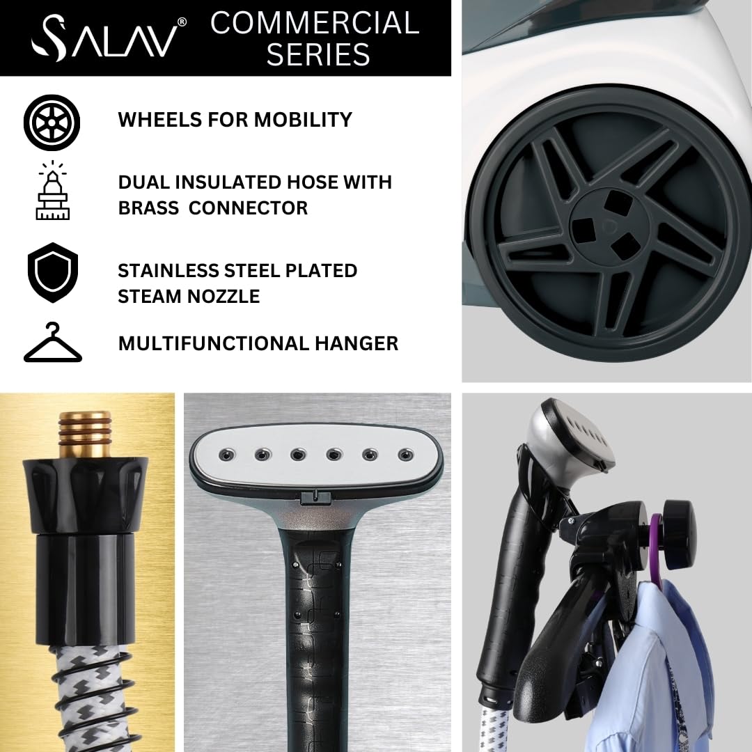 SALAV foot pedal control enables hands-free steam activation.
