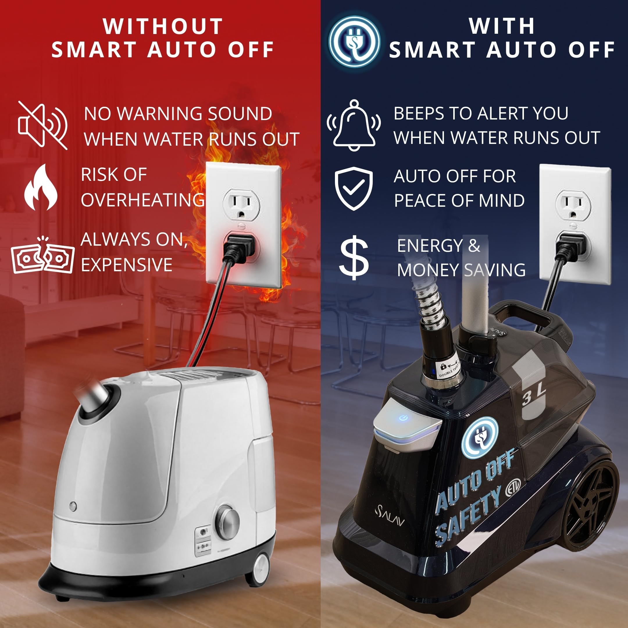 SALAV steam indicator light shows water level for safe operation