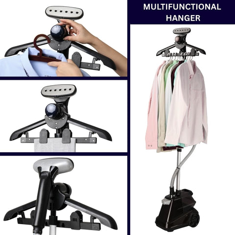SALAV wide bar support frame stabilizes garments during steaming.