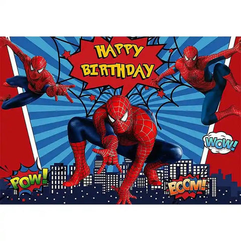 Saleix Spidey tablecloth creates a clean base for the party table