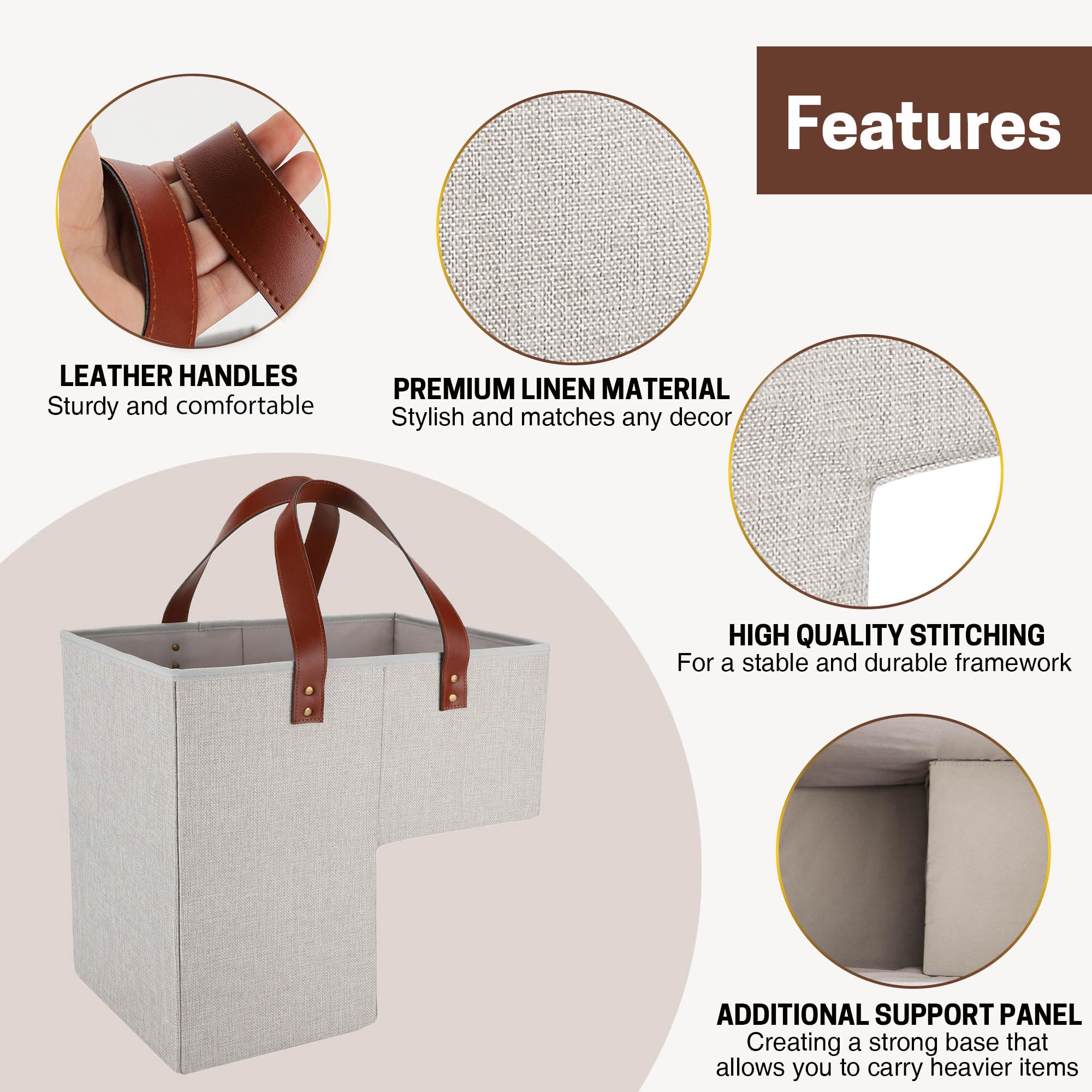 SAM AND MABEL stair basket complements home or office decor while organizing supplies.