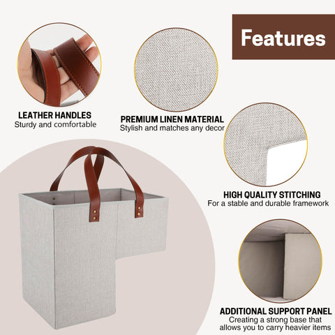 SAM AND MABEL stair basket complements home or office decor while organizing supplies.