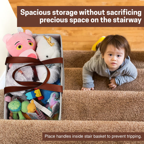SAM AND MABEL linen stair basket highlights soft, durable storage for daily items and decor.