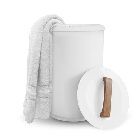 SAMEAT heated towel warmer bucket front view shows large capacity for oversized towels.