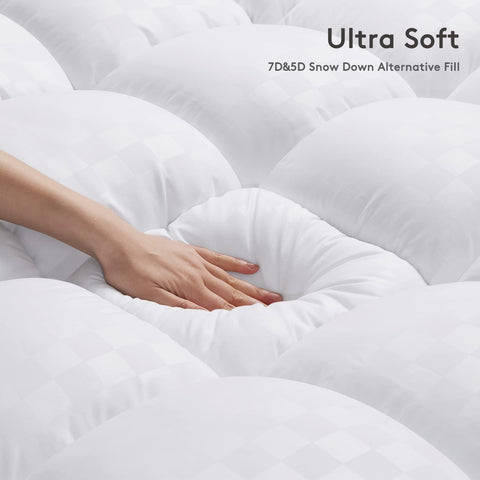 SameBed full topper with extended bed skirt for secure, all-around fit.
