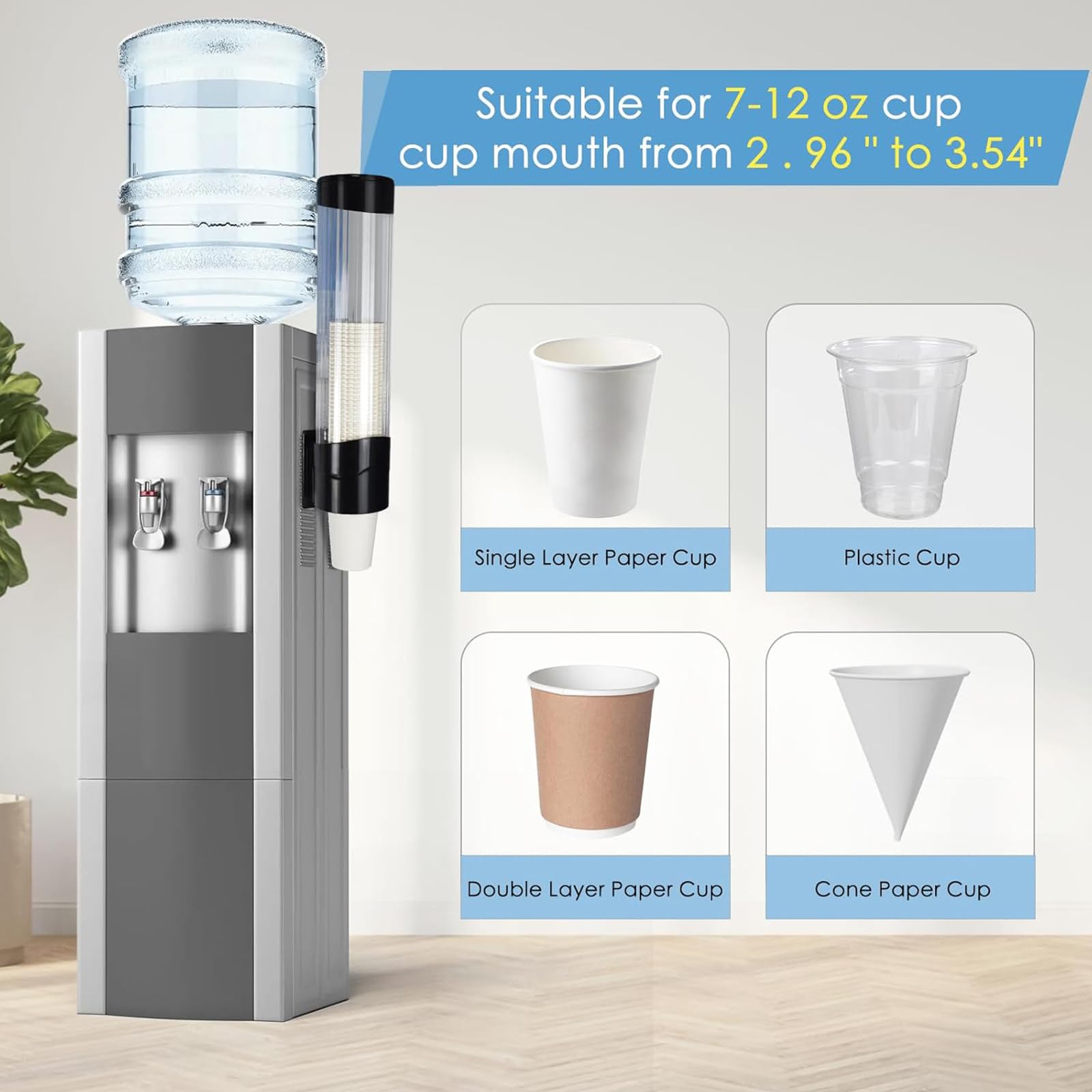 Samhe cup dispenser fits 7oz-12oz cups for versatile service