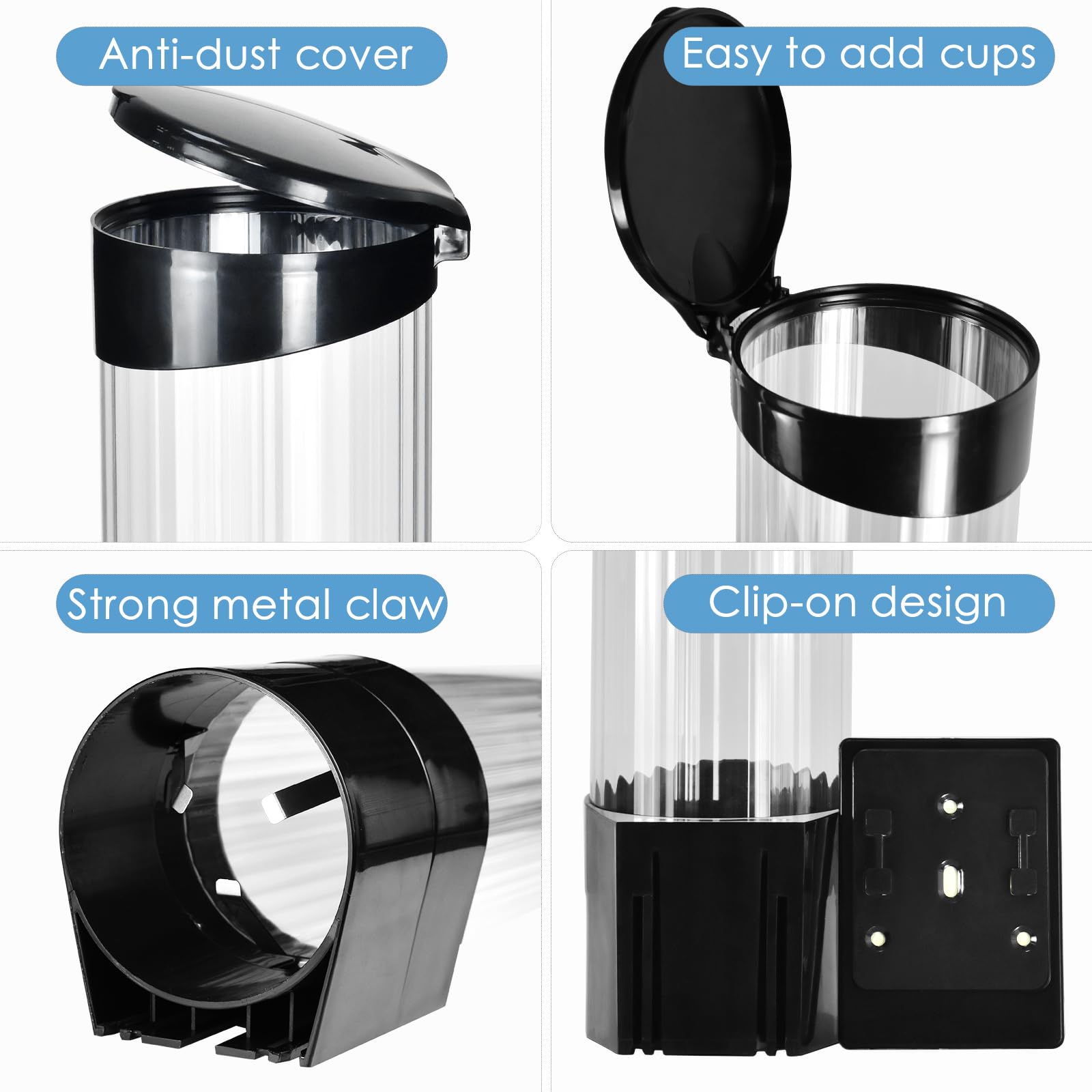 Samhe cup dispenser wall-mount option saves counter space