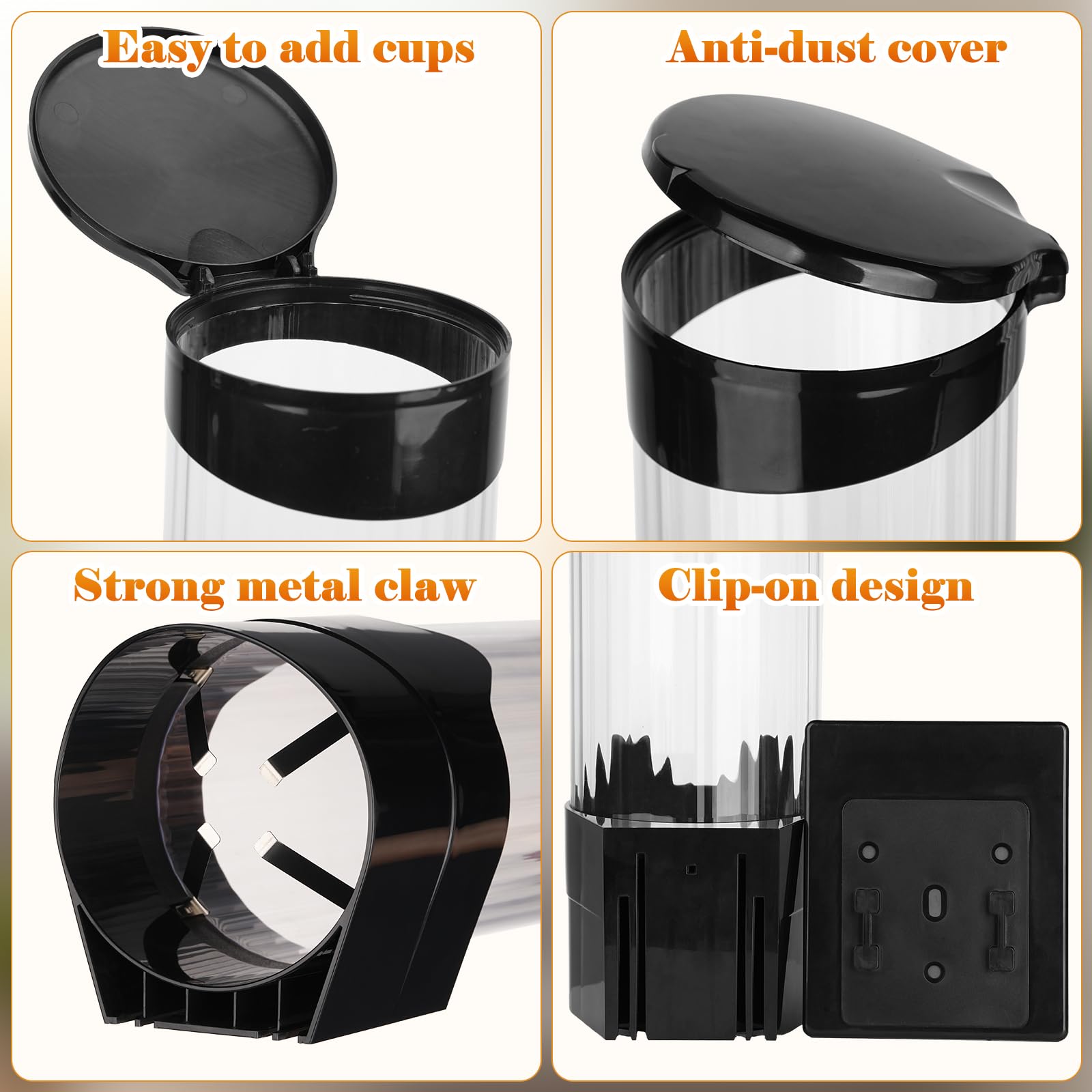 Samhe cup dispenser flip cap protecting cups from dust and spills.