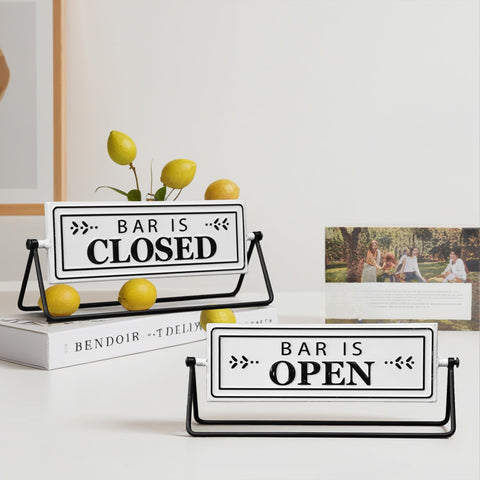 SamiteLeaf Swivel Bar Sign sits on a countertop for instant decor and status.