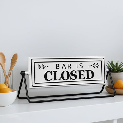 SamiteLeaf Sign on a black stand complements home decor and entertaining spaces.