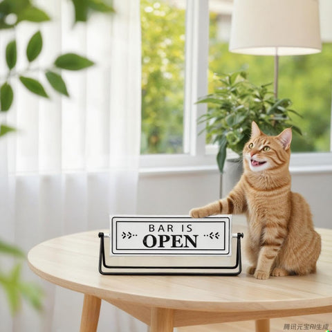 SamiteLeaf Bar Sign with triangular base provides stable display on shelves.