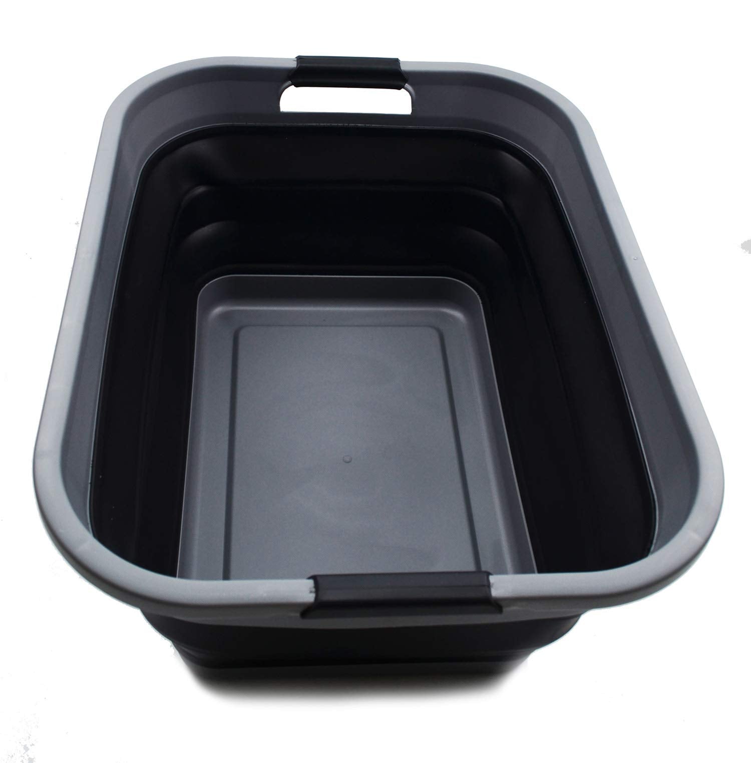 Sammart 41L collapsible laundry basket open for easy loading and carrying.
