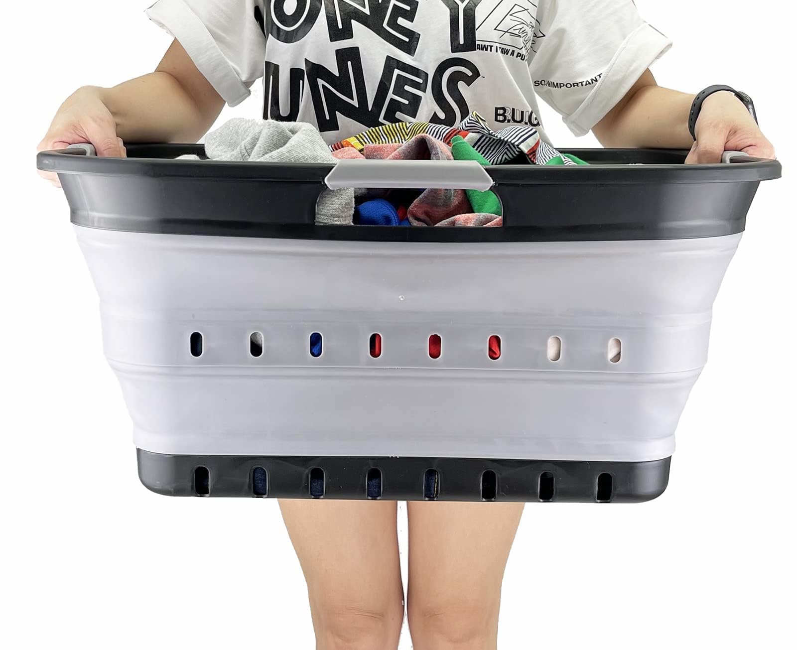 SAMMART 42L stored in car trunk for travel laundry needs.