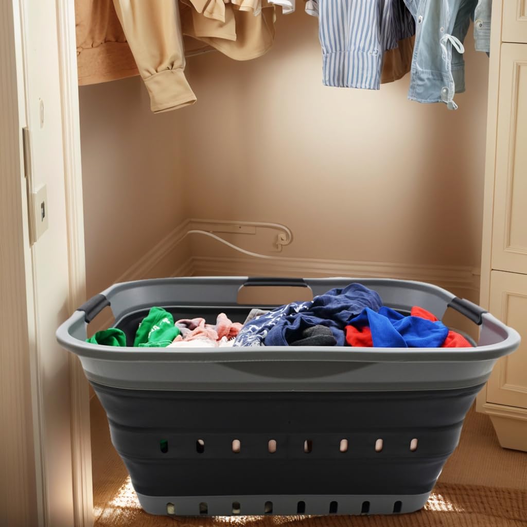 SAMMART 42L collapsible basket comfort grip handles for easy carrying