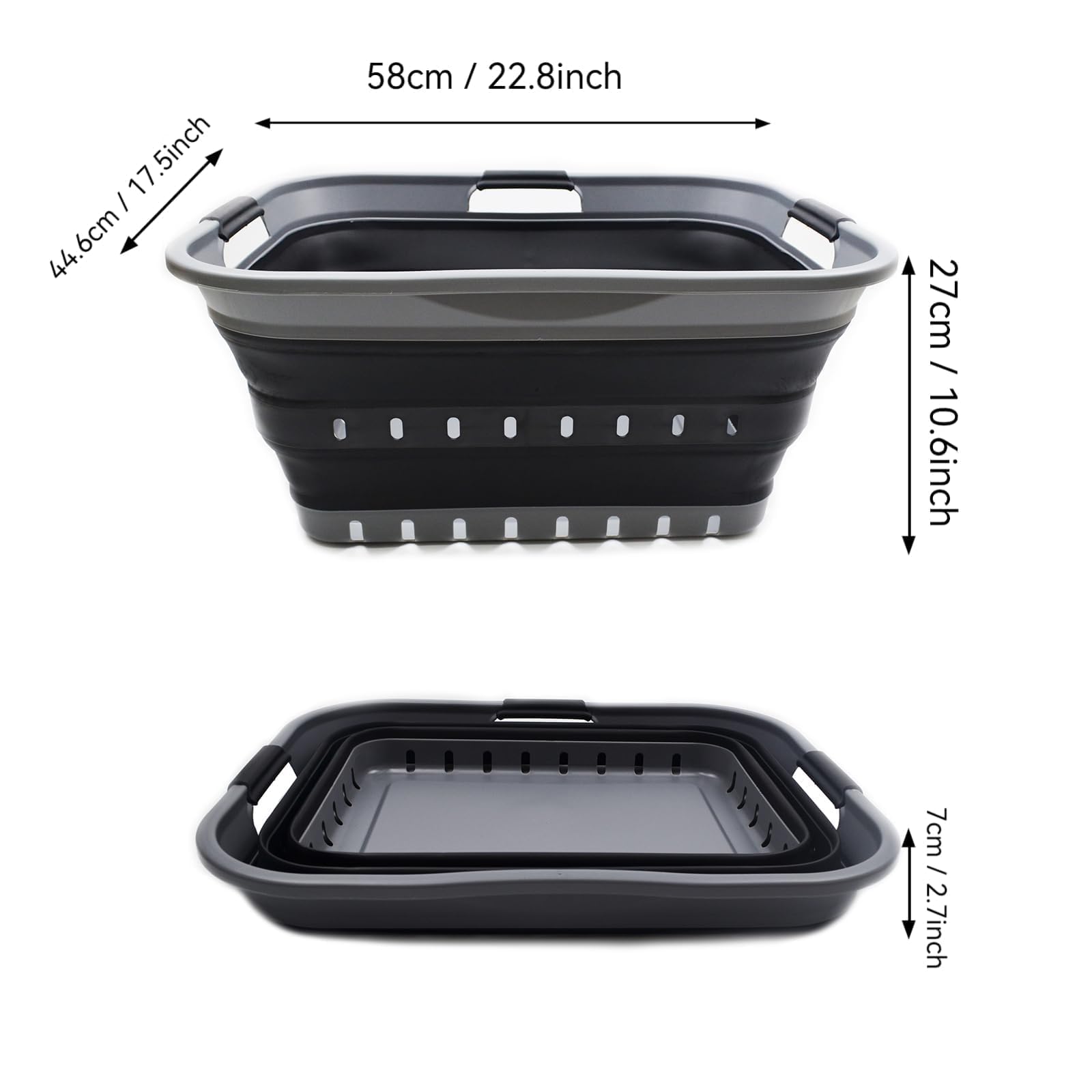 SAMMART 42L collapsible basket expanded size handles a full laundry load