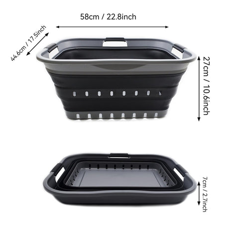 SAMMART 42L collapsible basket expanded size handles a full laundry load